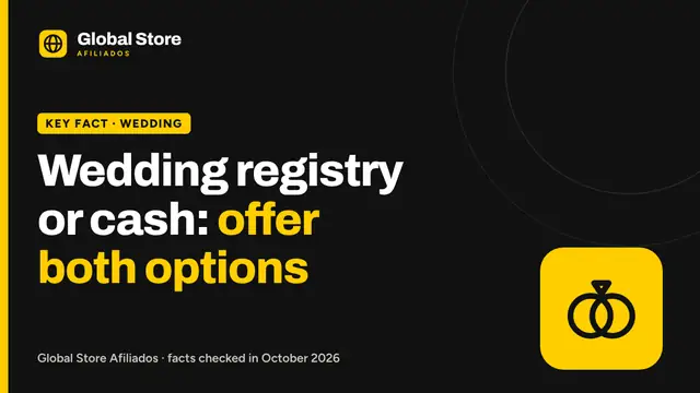 Wedding registry or cash: offer both options. Key fact from the guide “wedding registry or cash”.