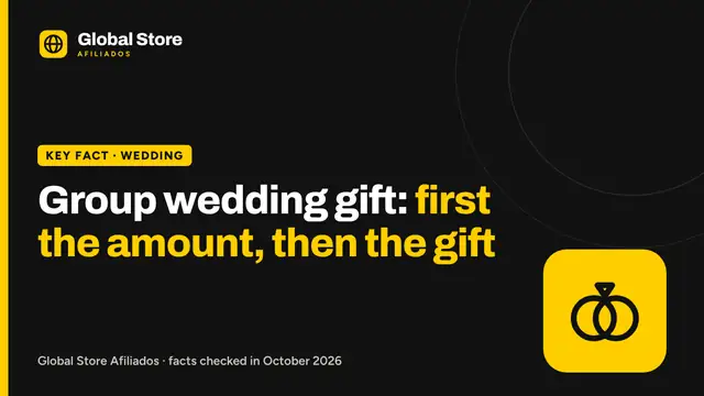 Group wedding gift: first the amount, then the gift. Key fact from the guide “group wedding gift”.