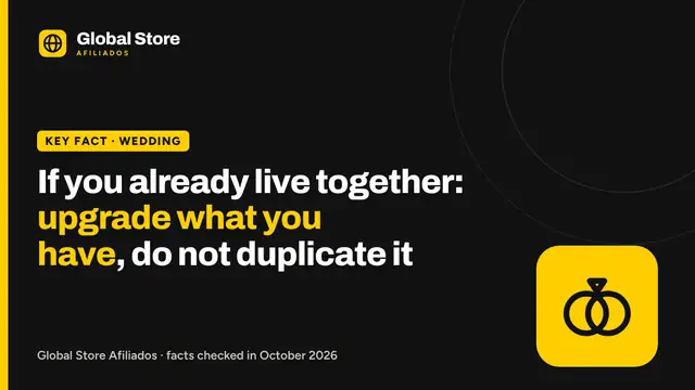 If you already live together: upgrade what you have, do not duplicate it. Key fact from the guide “wedding registry if you already live together”.