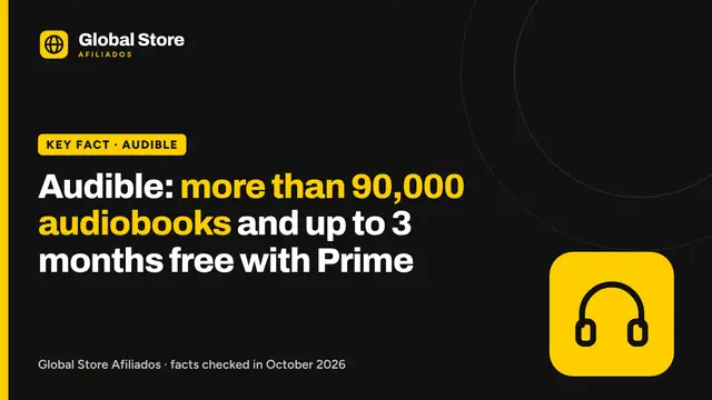 Audible: more than 90,000 audiobooks and up to 3 months free with Prime. Key fact from the guide “Audible free trial”.