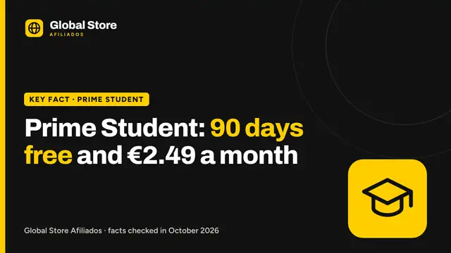 Prime Student: 90 days free and €2.49 a month. Key fact from the guide “Prime Student”.
