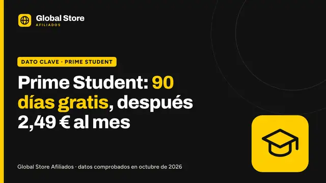Prime Student: 90 días gratis, después 2,49 € al mes. Dato clave de la guía «Prime Student requisitos».