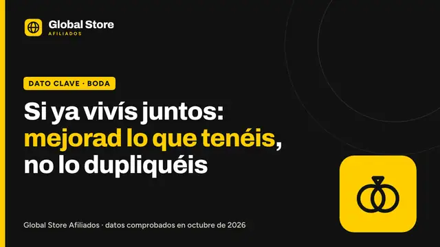 Si ya vivís juntos: mejorad lo que tenéis, no lo dupliquéis. Dato clave de la guía «lista de boda si ya vivís juntos».