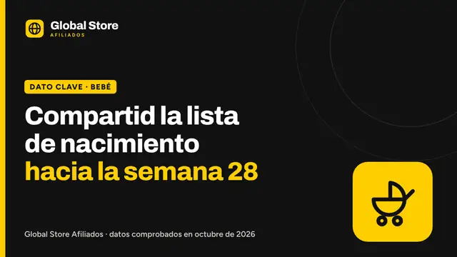 Compartid la lista de nacimiento hacia la semana 28. Dato clave de la guía «compartir la lista de nacimiento».