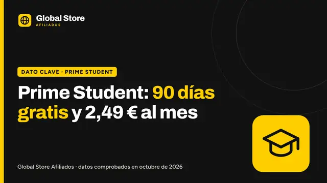 Prime Student: 90 días gratis y 2,49 € al mes. Dato clave de la guía «Prime Student».